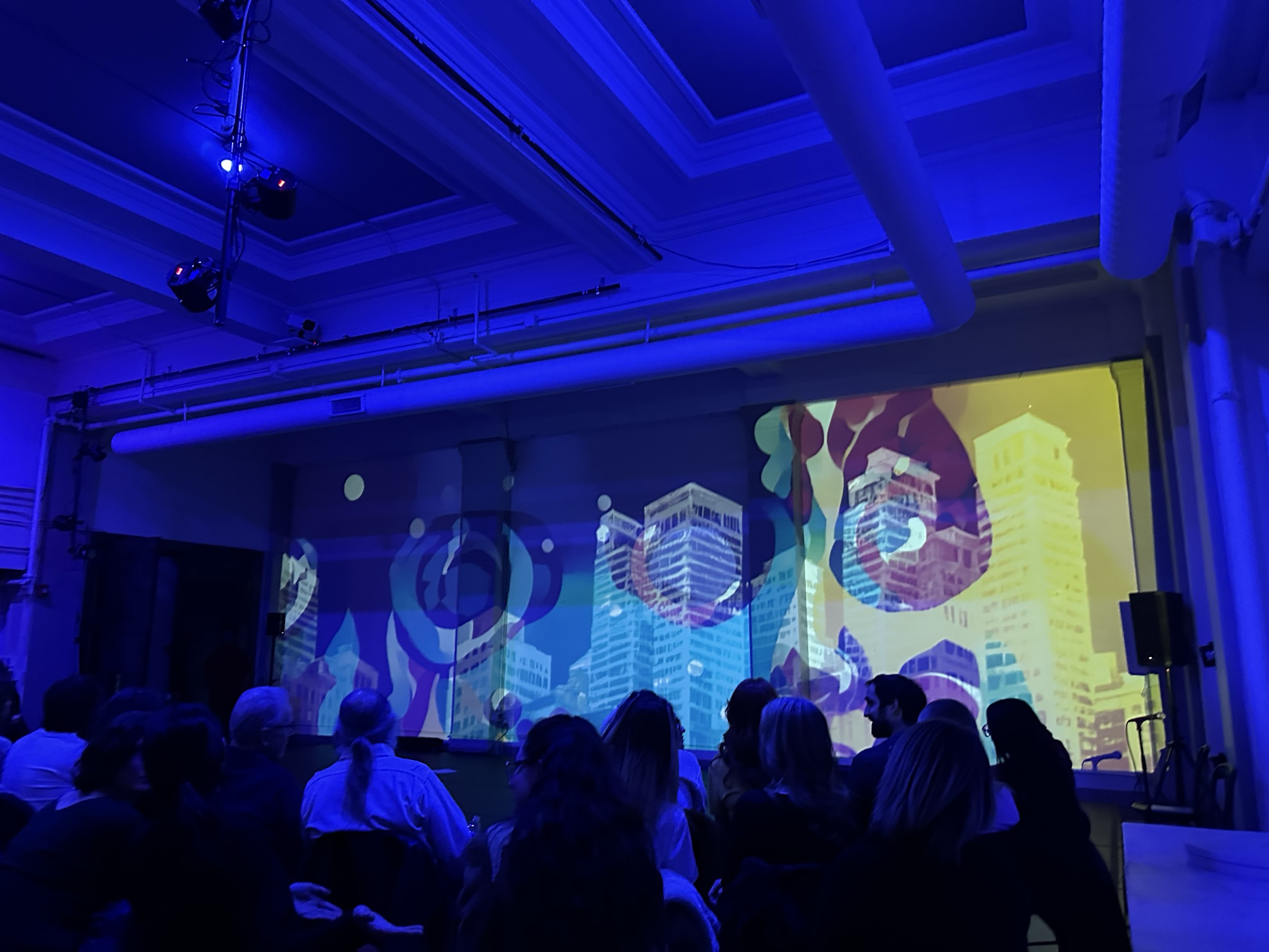 Minneapolis cityscape projected at live event